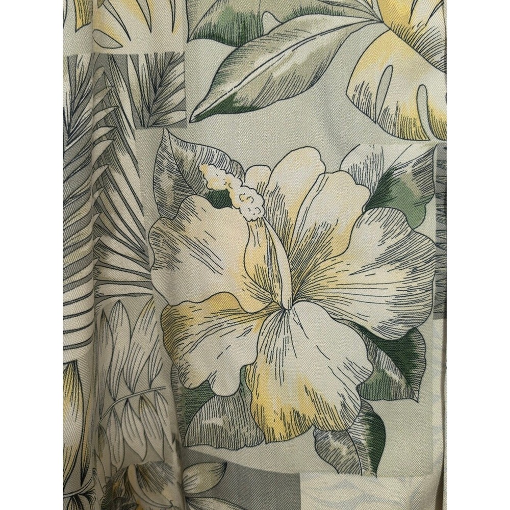 Tommy Bahama Mens XXL Silk Hibiscus Tropical Camp Shirt Cream Yellow Sage Green - Picture 3 of 6
